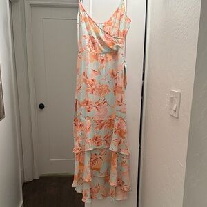 Leith Orange Floral Midi Dress